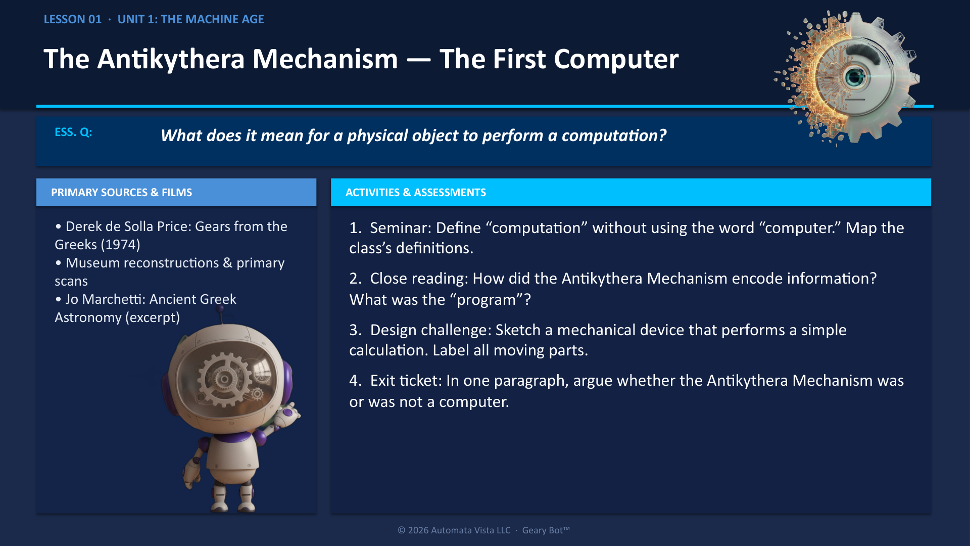 Grades 9-12 Antikythera Mechanism