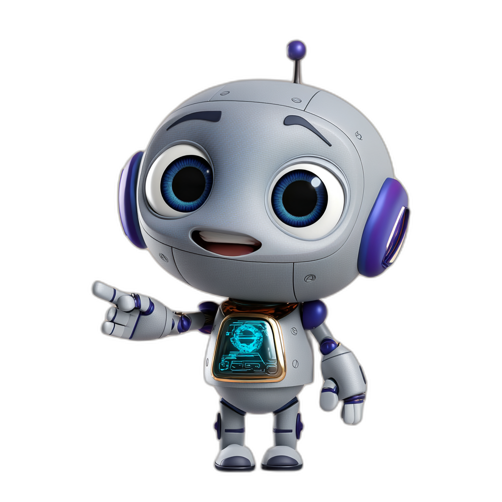 Geary Bot pointing forward, inviting you to follow